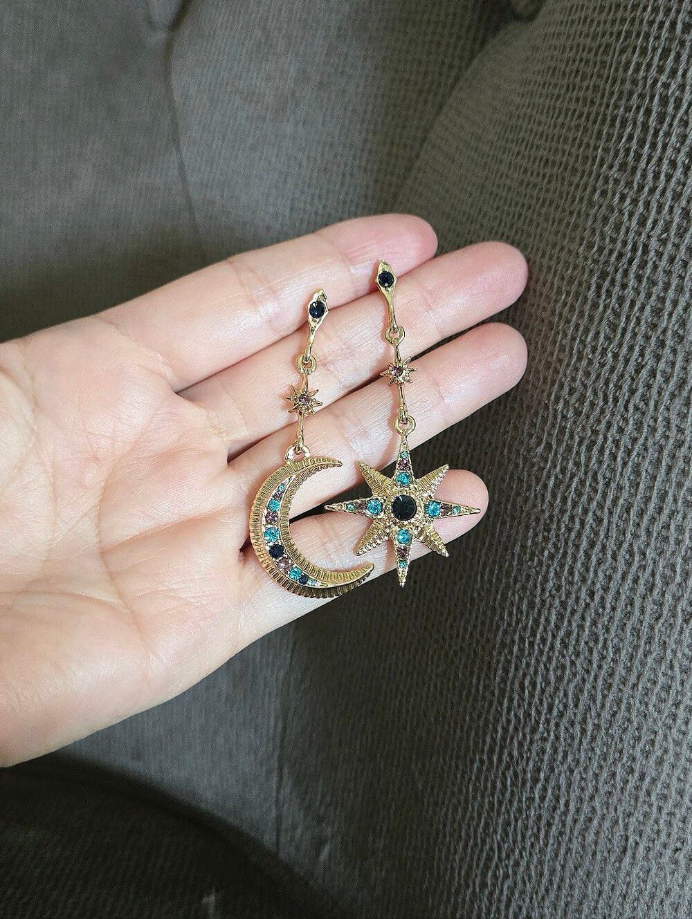 Arm💪 Candy🍭 by Eye👁️ Candy🍬 Los Angeles Moon🌙 and Star⭐ Dangle Earrings - Picture 9 of 15
